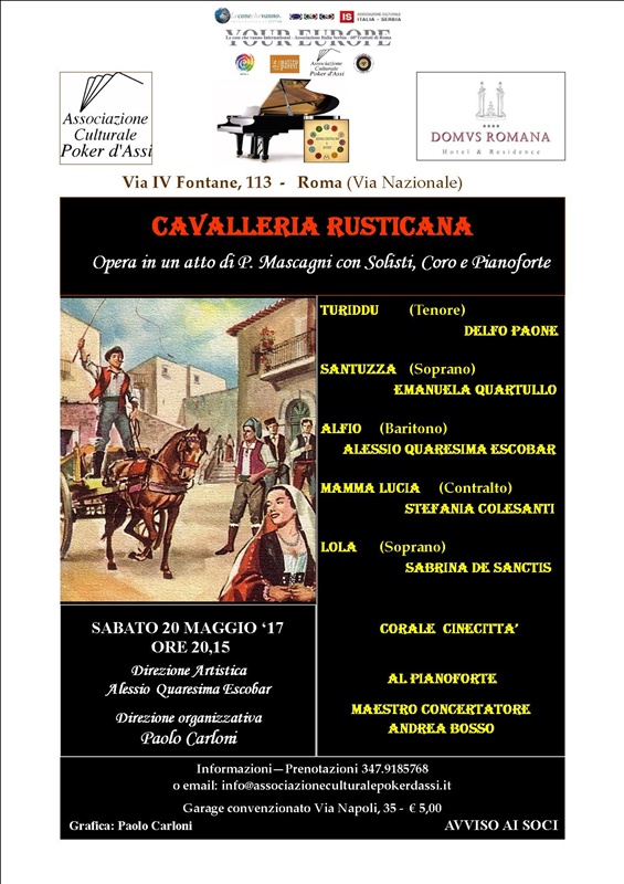 Esecuzione in forma semiscenica dell'opera "Cavalleria Rusticana" con Solisti, Coro e Pianoforte